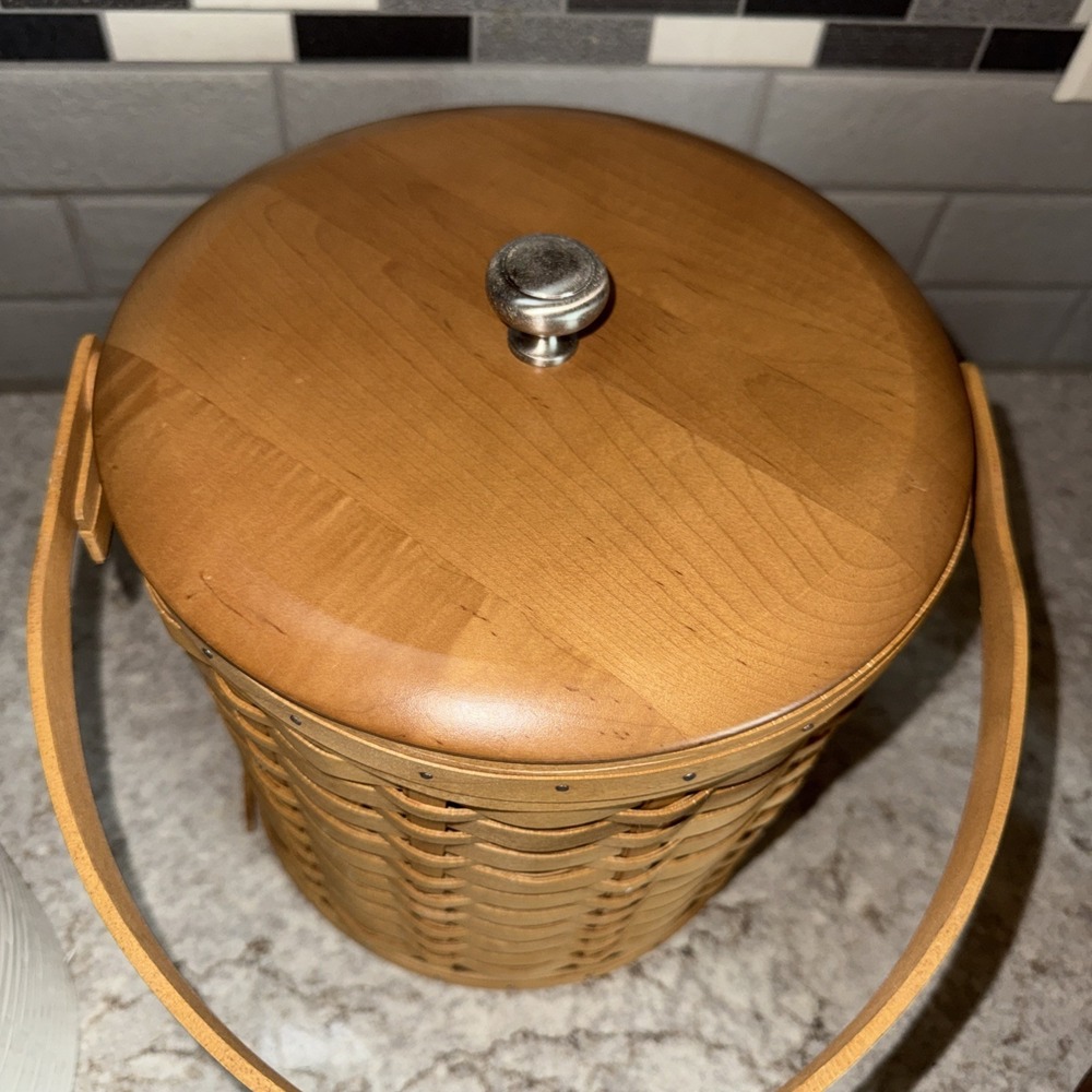 Vintage 2003 Longaberger Ice Bucket Basket With Lid & Insulated Protector - Picture 7 of 11